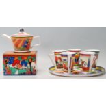 A vintage retro Sadler teapot inspired by Clarice Cliff’s having Art Deco “ Bizarre ware “ patten,