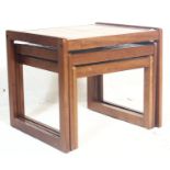 VINTAGE TEAKWOOD TILE TOP NEST OF TABLES