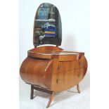 Unusual 20th century Art Deco style walnut dressing table having bevelled glass mirror and a bank of