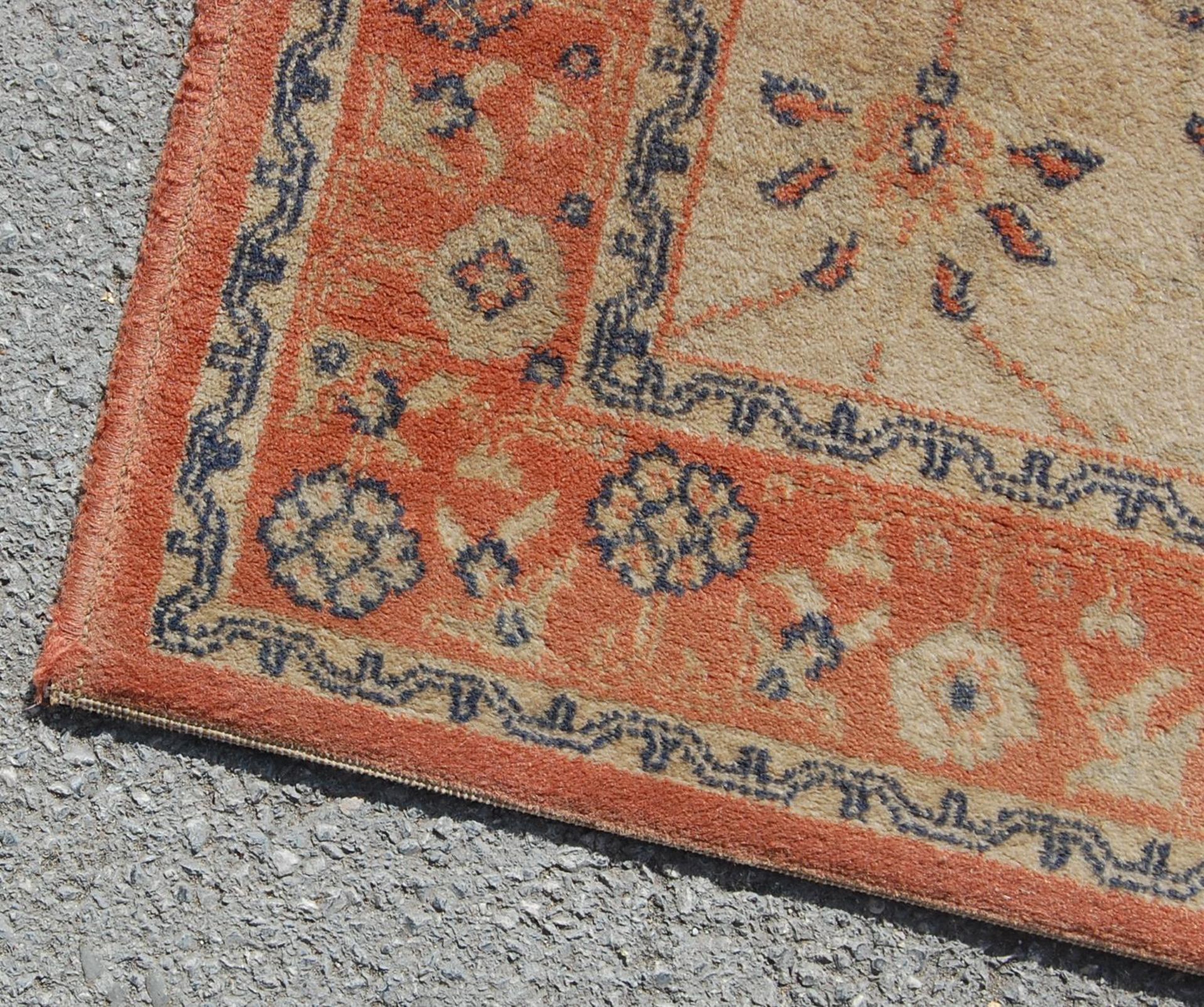 A set of three late 20th century Super Taj brown carpet rugs with geometrical pattern and light - Image 7 of 11