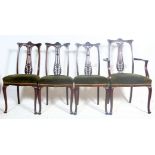 FOUR ART NOUVEAU MAHOGANY CHAIRS