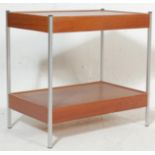 A  retro mid century, circa 1950's teak wood and chrome tea trolley table in the manner of Merrow