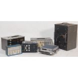 A mix group of amps and radio receivers to include Amplifier DS50-02, Amplifier DS5-150W,