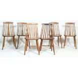 A SET OF SIX VINTAGE RETRO STICK BACK DINING CHAIRS