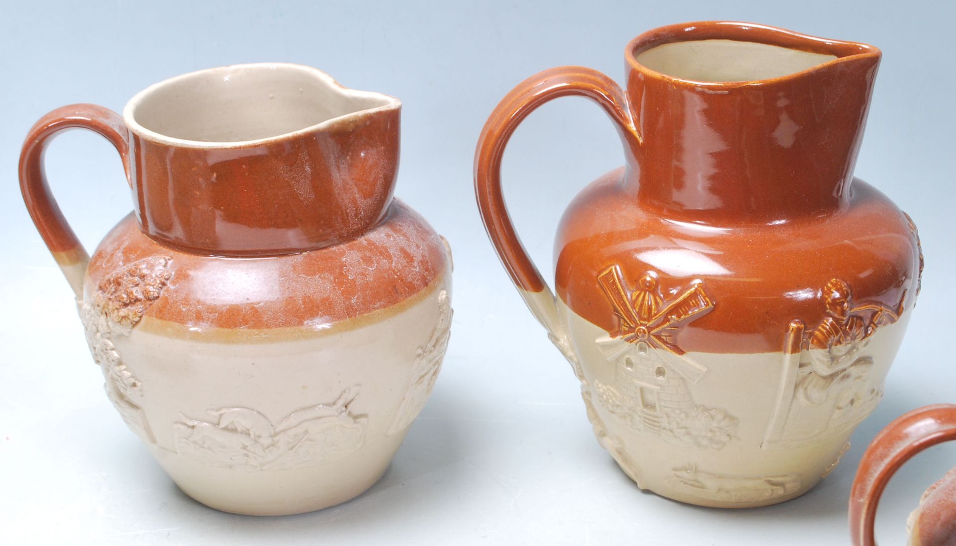 A collection of Lambert Doulton style Harvest ware /  stoneware flagons / drinking vessels / jugs - Bild 6 aus 6