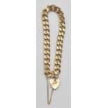 9CT YELLOW GOLD FLAT LINK BRACELET WITH A PADLOCK CLASP