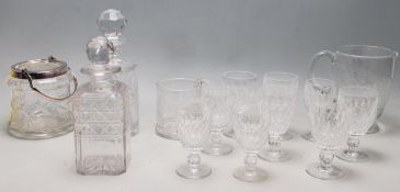 A set of vintage Waterford crystal wine and sherry glasses having faceted sides with cut glass