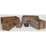 A good collection of vintage advertising wooden crates / shipping crates to include: F.