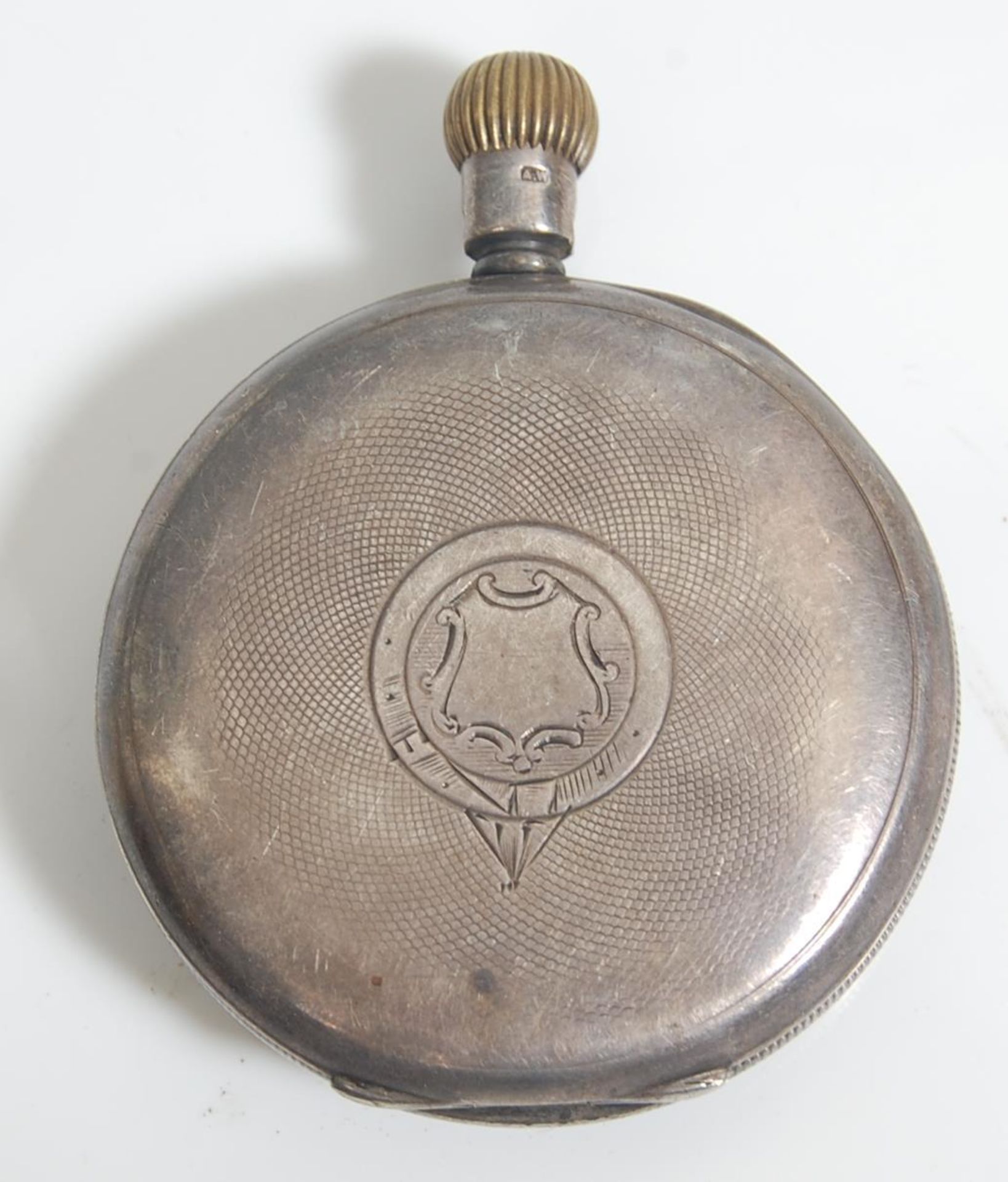 An antique late 19th century early 20th century,  A.W.W.Co. Waltham Mass silver pocket watch with - Bild 6 aus 8