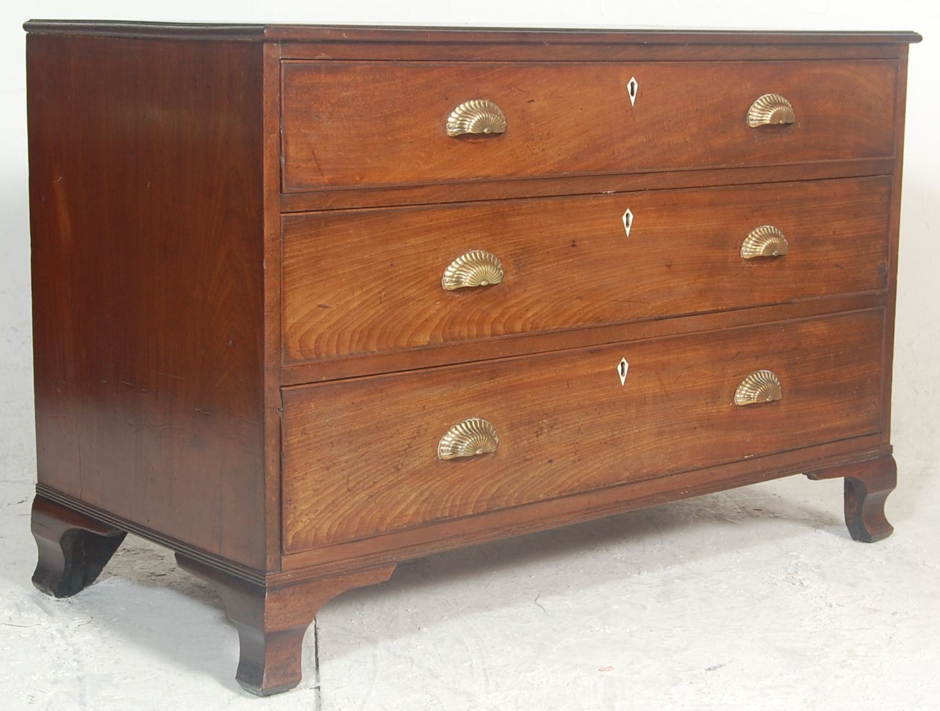 A 19th Century Victorian mahogany attic chest / bachelors chest having three drawers with brass