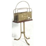 An early 20th Century Arts and Crafts free standing letter rack having brass repousse decorated side