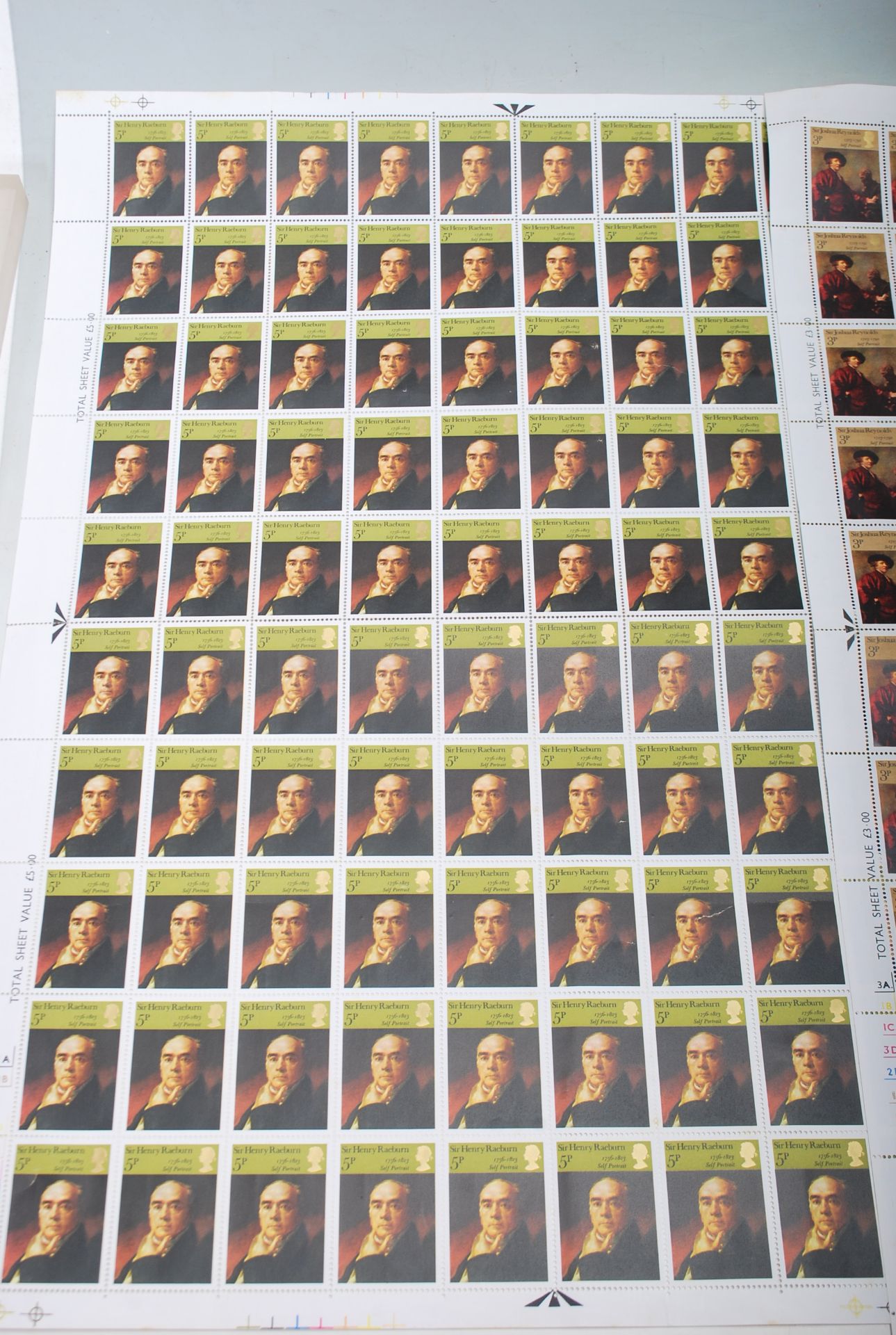 British Stamps - 1973 Paintings set of four values in complete sheets of 100. Works of art by Sir - Bild 2 aus 9