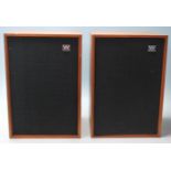 A pair of 1970's / 20th century teak wood cased Wharfedale Denton 2 speakers . Teak cased with black