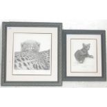 Gary Hodges (1954-) A pair of retro vintage limited edition signed prints of a pencil drawings by