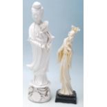 A 20th Century Chinese blanc de chine figurine depicting a female figure in traditional dress