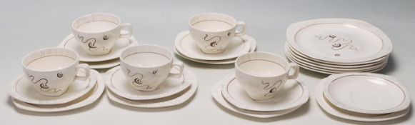 Midwinter - Stylecraft - Fantasy - A set of mid 20th century cup saucer and side plate trios
