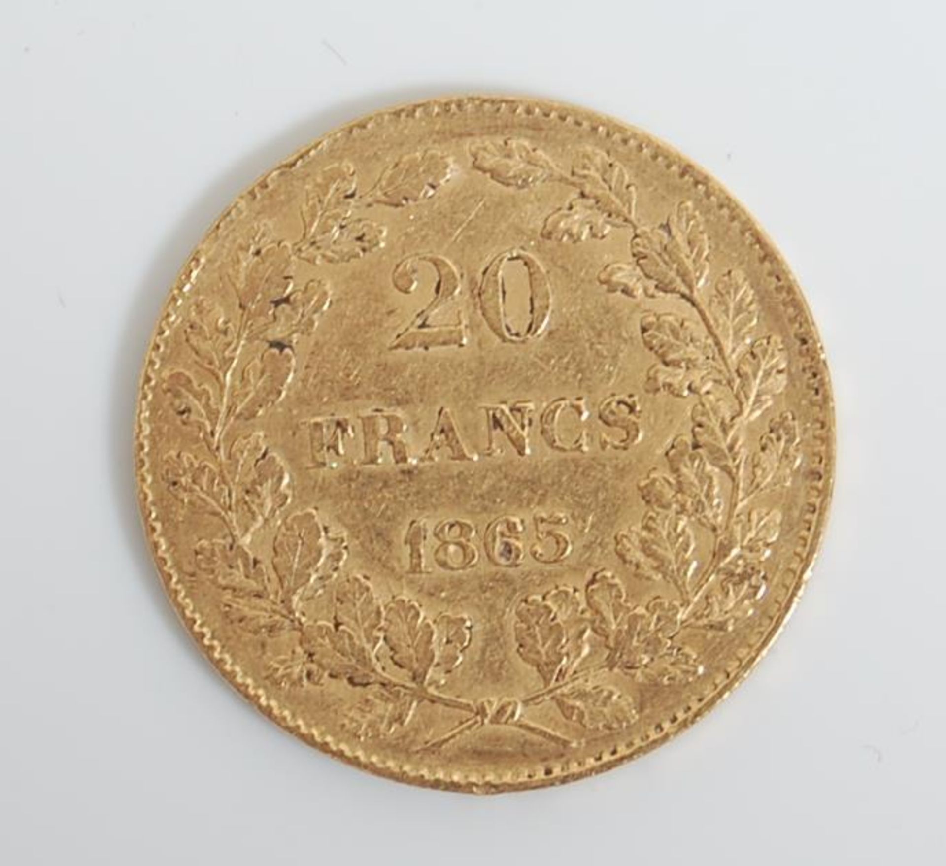19TH CENTURY BELGIAN FRANC GOLD COIN - Image 2 of 3
