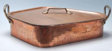 A late 20th Century French copper and metal twin handled turbotiere / fish poacher / fish pan /