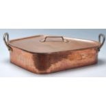 A late 20th Century French copper and metal twin handled turbotiere / fish poacher / fish pan /