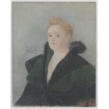 A late 19th Century Victorian portrait oil on canvas painting depicting a seated woman wearing a