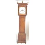 A 19th century George III oak West Country painted face longcase - grandfather clock by Hancock of