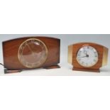 A pair of Art Deco early 20th Century mantle clocks to include a Bentina 8 Day Mantel clock having a