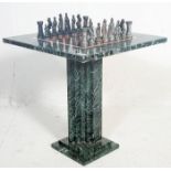 20TH CENTURY MARBLE CHESS BOARD ON COLUMN.