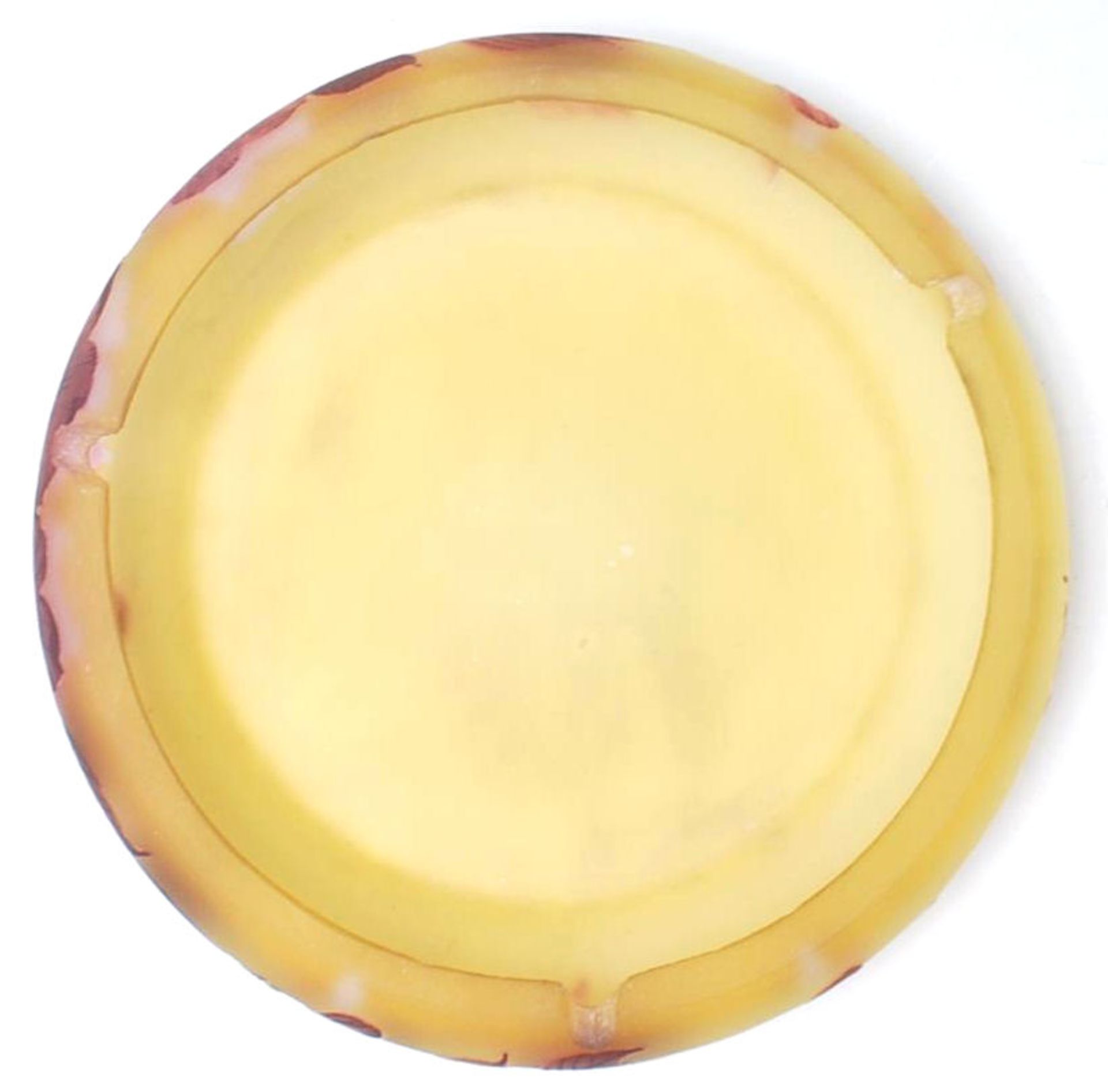 A 19th century French glass dish in the manner of Legras signed Tip. Of squat form with amber - Bild 5 aus 7