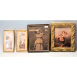 A group of four antique prints to include a pair of Italian etchings depicting continental scenes,