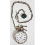 A 19th Century William VI silver hallmarked pocket watch having a white enamelled face with roman