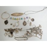 A large collection of silver 925 Jewellery items to include necklaces, pendent necklaces, bracelets,