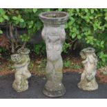 A collection of 20th Century stone garden ornaments / statues / fountains to include a a cherub