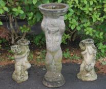 A collection of 20th Century stone garden ornaments / statues / fountains to include a a cherub