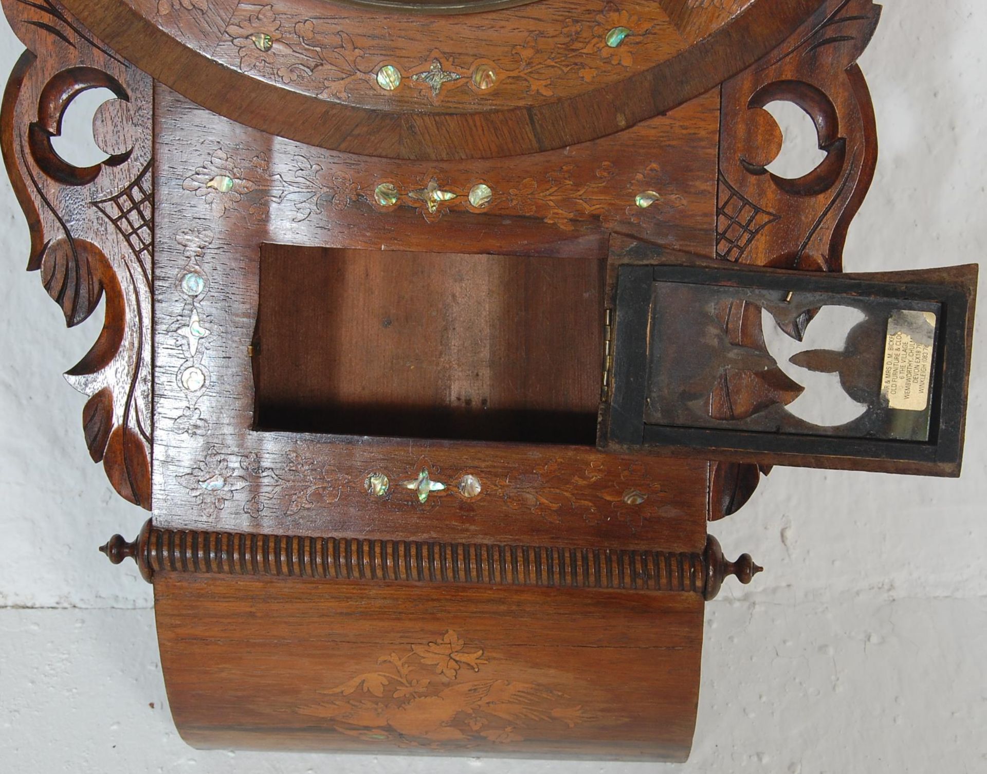A 19th century Victorian walnut veered and mother of pearl cased station clock with the dial, - Bild 4 aus 6