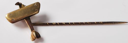 BRASS BI - PLANE STICK PIN