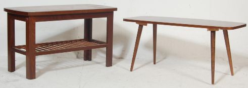 A pair of retro vintage 1970s teak wood coffee tab