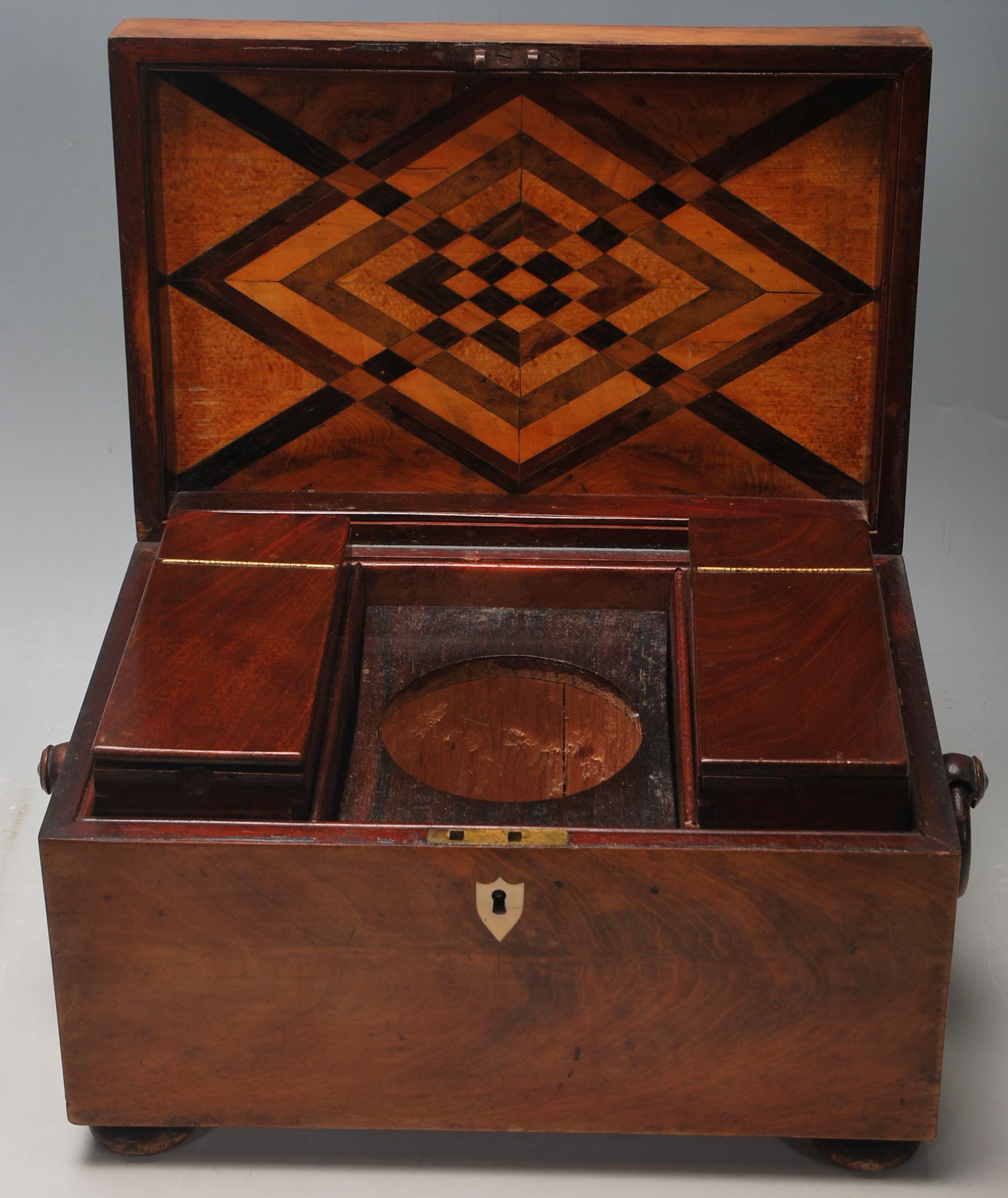 A 19th Century Victorian mahogany tea caddy of rec