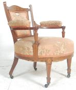 A late Victorian 19th century mahogany inlaid armc