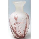 Vintage Galle Style Carved Cameo Glass Vase Signed