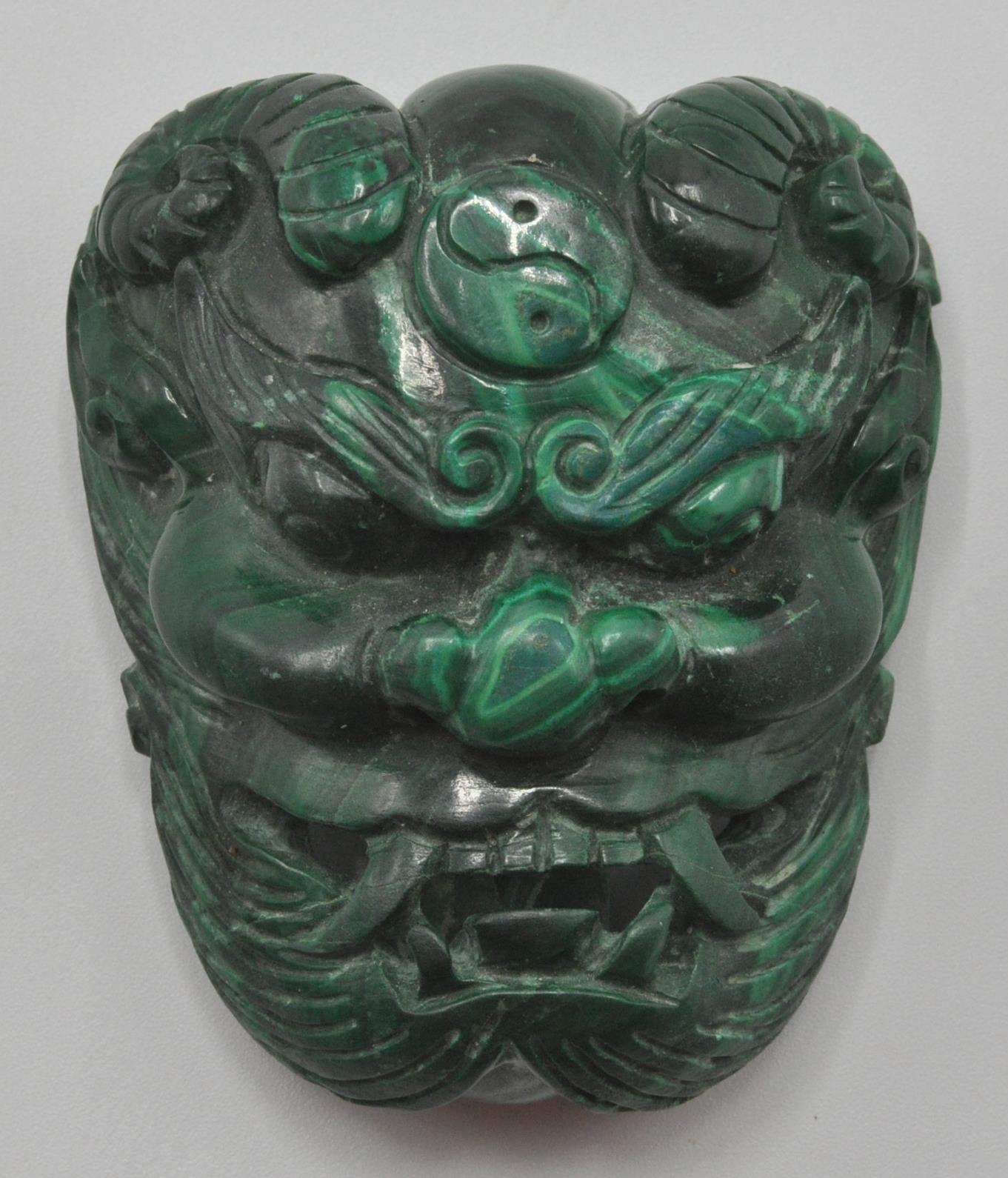 An unusual contemporary chines malachite belt buck - Image 6 of 6