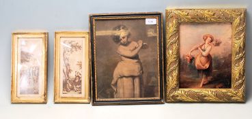 A group of four antique prints to include a pair o