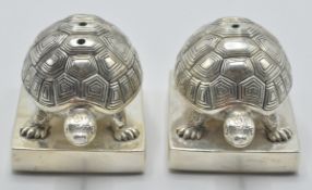 Pair of Unusual 925 silver plated condiments in th