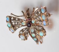 A 19th Century Victorian gem set butterfly insect