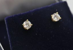 A pair of 18ct yellow  gold and diamond stud earri