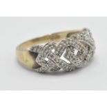 A hallmarked 9ct gold pierced knot design ring bei