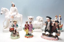 A collection of six 19th century Victorian Staffordshire ceramic figurines / flat back figurines