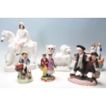 A collection of six 19th century Victorian Staffordshire ceramic figurines / flat back figurines