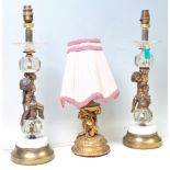 A GROUP OF 20TH CENTURY ANTIQUE STYLE TABLE / DESK LAMPS.