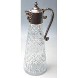 A VINTAGE CUT GLASS AND SILVER PLATED WINE JUG /CLARET JUG