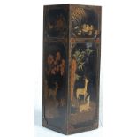 A 20th century antique Japanese lacquer plant stand of squared form with gilded Japanese motifs